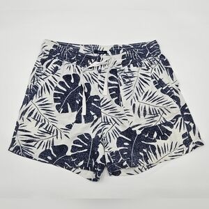 Nautica Tropical Print‎ Blue & White Linen Blend Shorts Size M